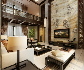 New Chinese Style A Living Room-ID:390381329