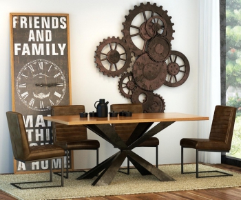 Modern LOFT Industrial Style Dining Table And Chairs-ID:160024758