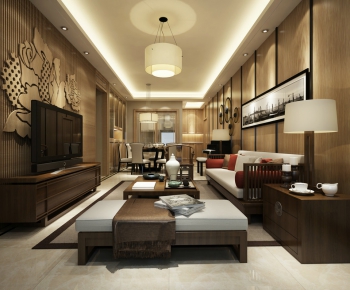 New Chinese Style A Living Room-ID:856378194