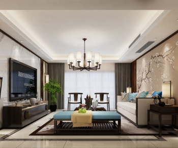 New Chinese Style A Living Room-ID:464266178