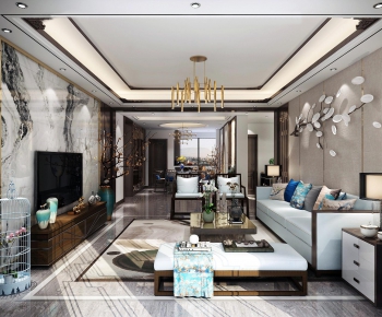 New Chinese Style A Living Room-ID:586939644