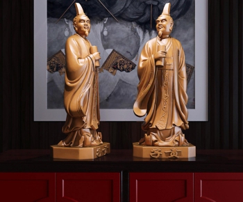 现代新中式人物雕塑子贡摆件-ID:944752669