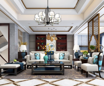 New Chinese Style A Living Room-ID:779553162