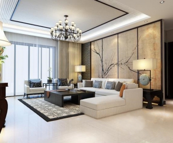Modern New Chinese Style A Living Room-ID:210477828