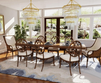 American Style Dining Table And Chairs-ID:869041218