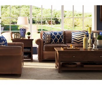 American Style Simple European Style Sofa Combination-ID:699492319