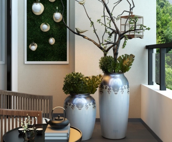 Modern New Chinese Style Potted Green Plant-ID:513078354