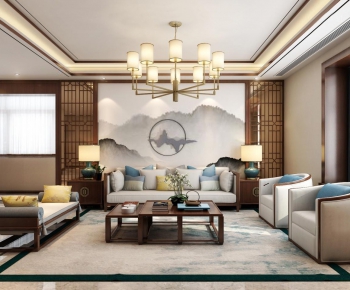 New Chinese Style A Living Room-ID:554152637