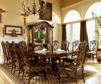 American Style Dining Table And Chairs-ID:132211487