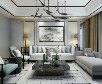 Modern New Chinese Style A Living Room-ID:586289298