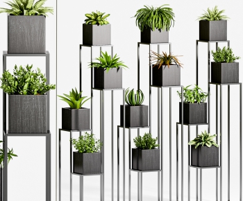 Modern Potted Green Plant-ID:966853264