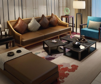现代新中式组合沙发三人沙发茶几-ID:420819497