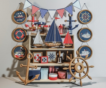 地中海儿童玩具帆船鱼船舵装饰品-ID:834747896