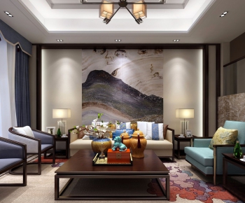 New Chinese Style A Living Room-ID:717069145