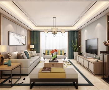 New Chinese Style A Living Room-ID:873154583