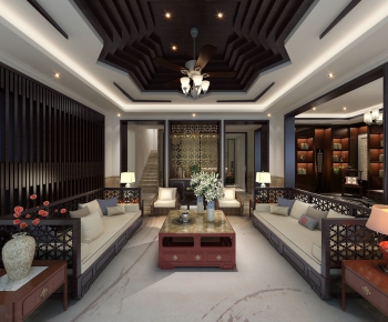 New Chinese Style A Living Room-ID:677902996
