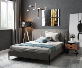 Nordic Style Double Bed-ID:706359563