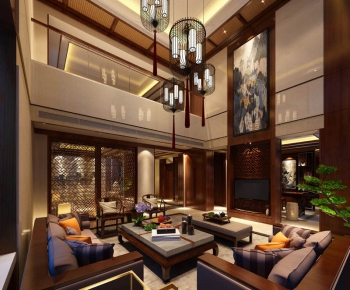 Modern New Chinese Style A Living Room-ID:643546311