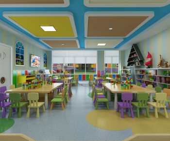现代儿童幼儿园教室活动室-ID:722200327