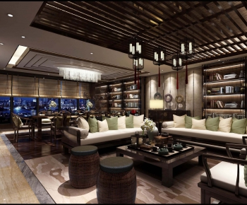 New Chinese Style A Living Room-ID:889234848