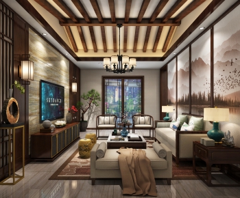 New Chinese Style A Living Room-ID:325379994