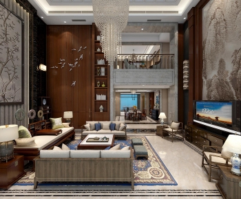 New Chinese Style A Living Room-ID:657007745
