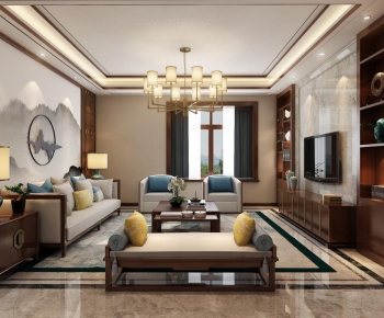 New Chinese Style A Living Room-ID:453357761