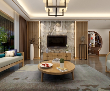 New Chinese Style A Living Room-ID:252501997