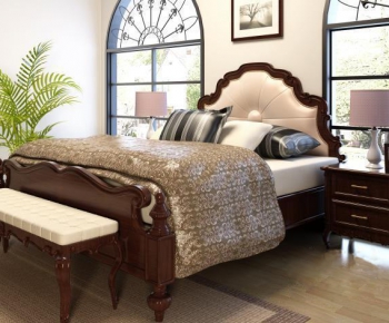 American Style European Style Double Bed-ID:458830292