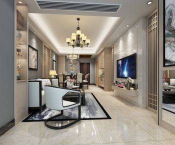 New Chinese Style A Living Room-ID:356315854