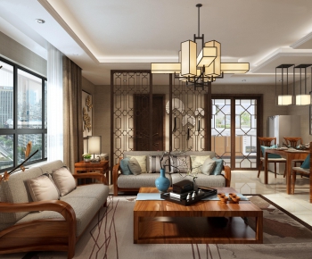 New Chinese Style A Living Room-ID:348045981