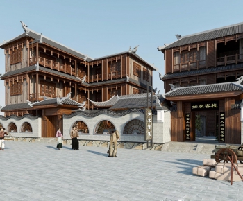 Chinese Style Ancient Architectural Buildings-ID:638419896