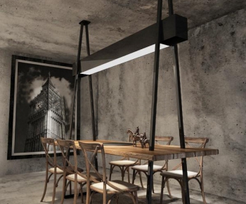 Industrial Style Dining Table And Chairs-ID:328834872