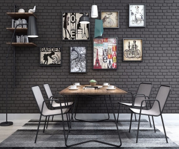 Industrial Style Dining Table And Chairs-ID:414373863