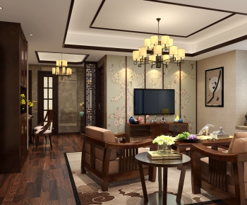 New Chinese Style A Living Room-ID:131474583