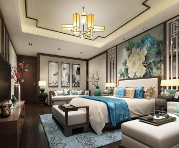 New Chinese Style Bedroom-ID:618753364