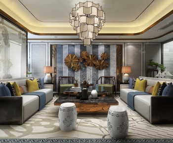 New Chinese Style A Living Room-ID:437255383