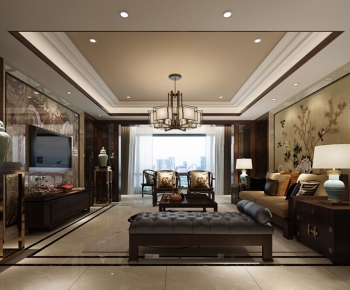 New Chinese Style A Living Room-ID:366072573