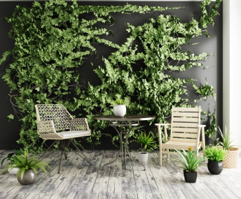 现代植物墙桌椅-ID:531266498