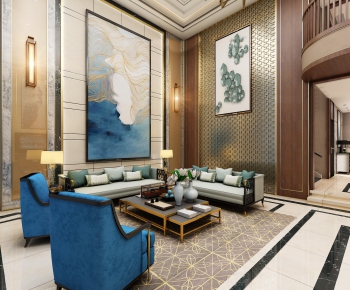 New Chinese Style A Living Room-ID:321440348