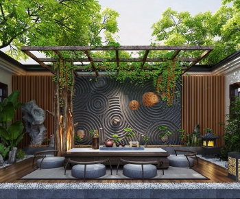 新中式庭院/景观花园品茶区-ID:965156787