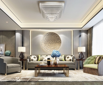 New Chinese Style A Living Room-ID:888307979