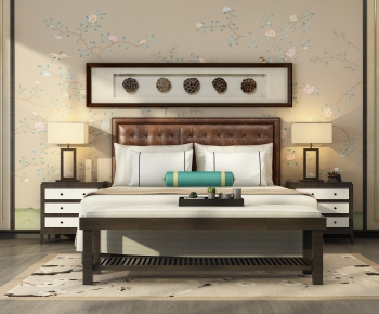 New Chinese Style Double Bed-ID:513107725