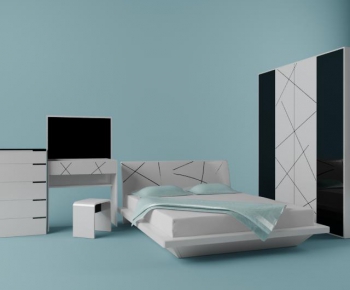 Modern Double Bed-ID:748274964