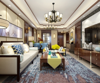 New Chinese Style A Living Room-ID:297882437