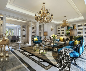New Classical Style A Living Room-ID:706369713