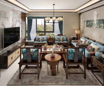 New Chinese Style A Living Room-ID:679193597