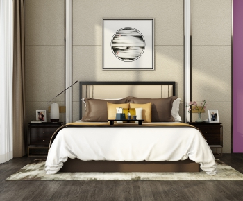 New Chinese Style Double Bed-ID:521047952
