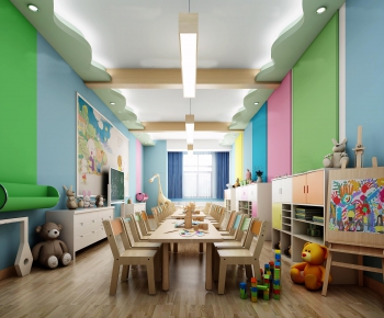 现代儿童幼儿园美术教室-ID:370803761
