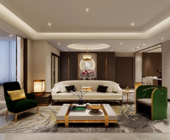 New Chinese Style A Living Room-ID:695537383